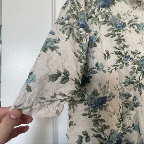 Vintage blue floral button up top size Xl / garden party, grandma floral - Picture 5 of 7